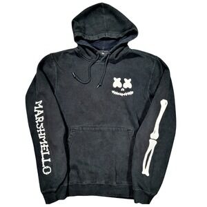 Marshmello Skeleton Face Hoodie Black Mens Size S DJ Graphic Pullover Y2K Style
